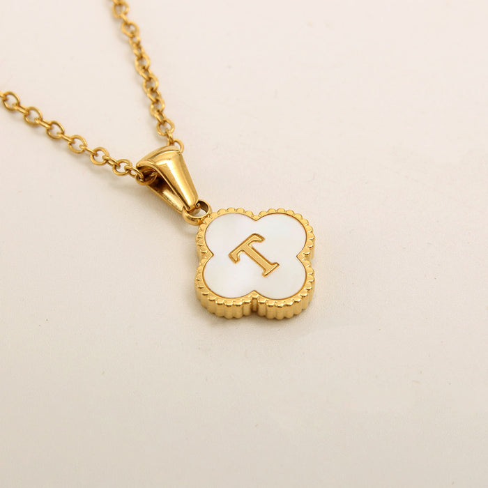 Wholesale gold-plated letter necklace women four-leaf letter pendant necklace jewelry