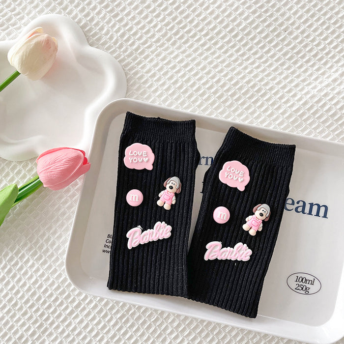Wholesale White  Pile Socks for Women Dopamine Socks Design Niche Cartoon Sports Mid-Length Socks