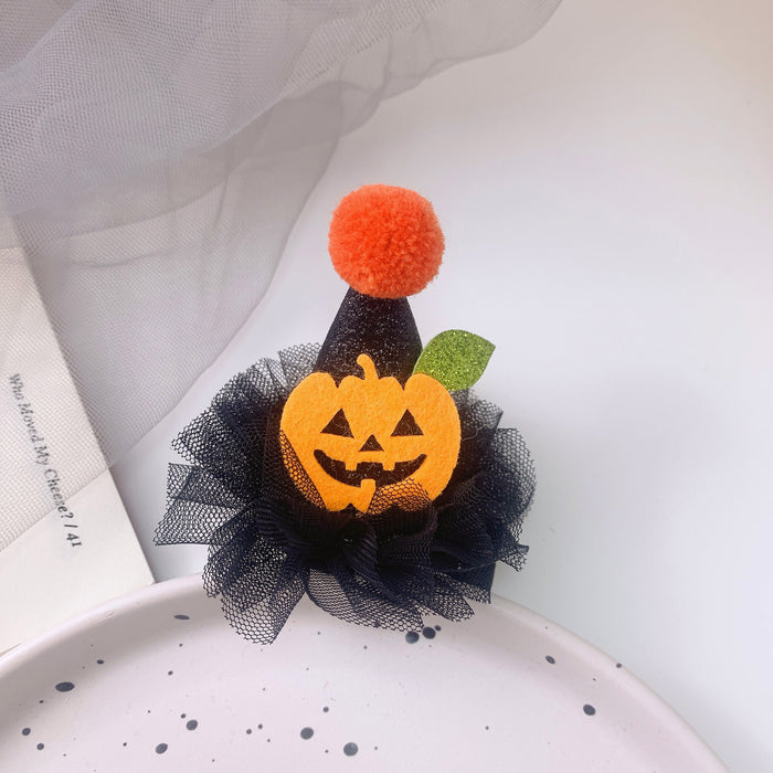Wholesale Children' s Hair Accessories Role Playing  Funny Pumpkin Hat Hairpin Little Girl Lace Bat Hairpin Headwear