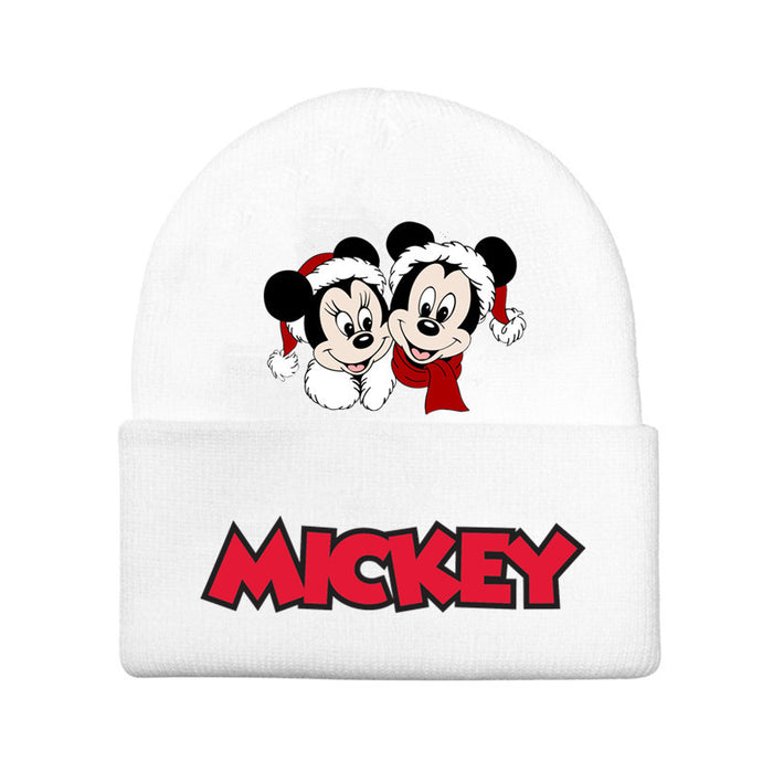 Wholesale Mickey Color Knitted Hat Foreign Trade New Fashion Black Printed Wool Hat Autumn and Winter Warm Ear Protection Hat JDC-FH-WDM013