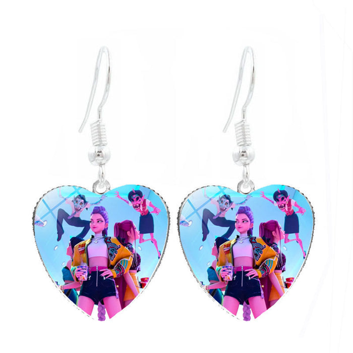 Wholesale Kpop Heart-shaped earrings cartoon anime personalized ear hooks and earrings