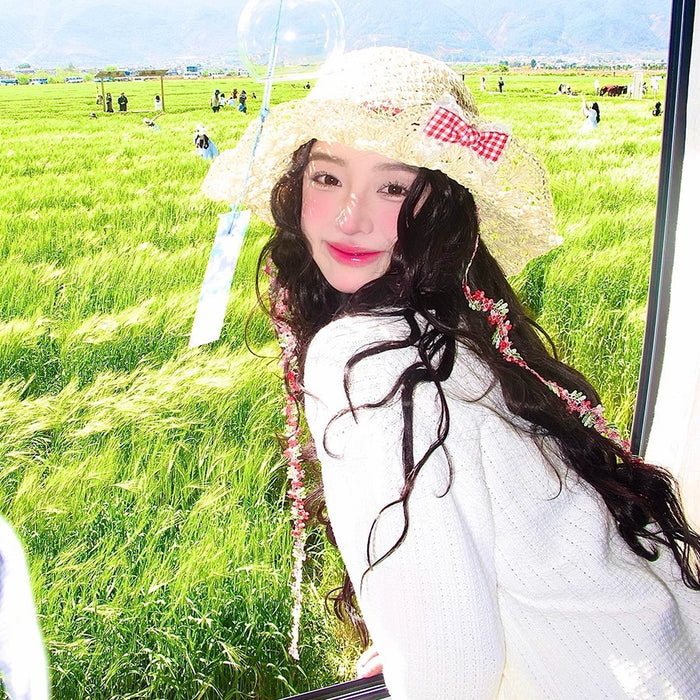 Wholesale Sunshade hat, sun hat, bow, flower tie, straw hat