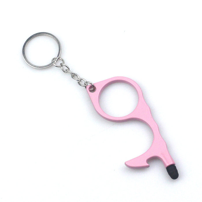 Wholesale Gold Electroplated Metal EDC Multi Function Touchless Door Opener Keychain Car Key Accessory Boutique Resale