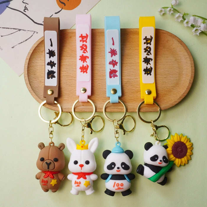 Wholesale Cartoon Cute Panda Keychain Small Pendant Creative Metal Jewelry