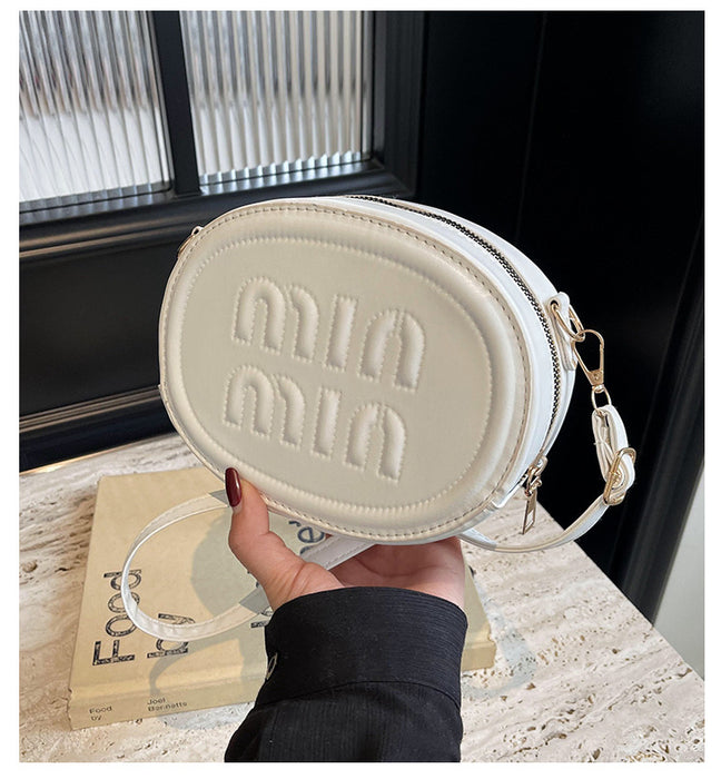 Wholesale Bowling bag, oil wax leather texture, shell bag, crossbody, single shoulder, versatile and fashionable small bag