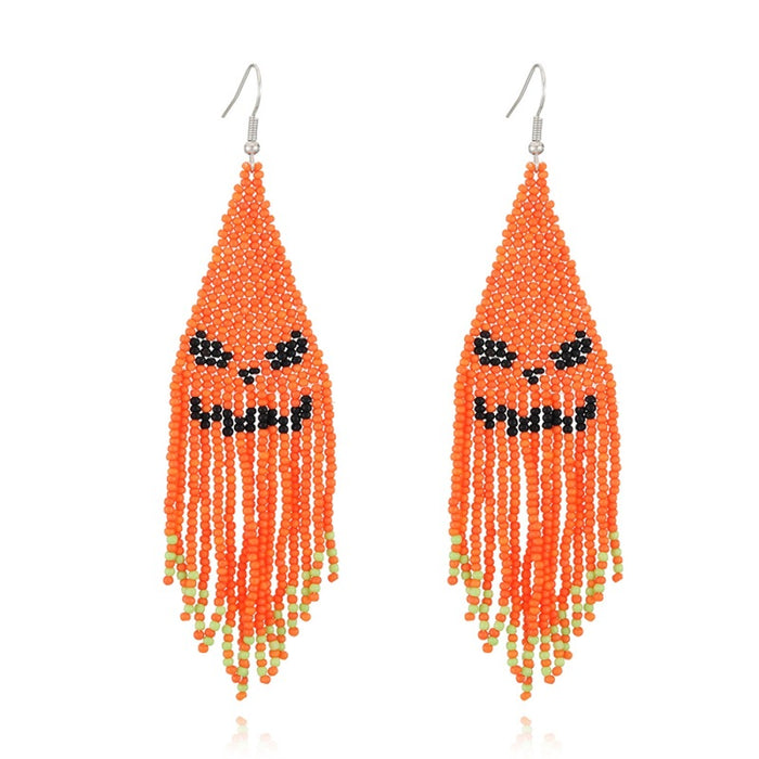 Wholesale  tassel earrings female creative skull ghost handmade rice beads earrings earrings