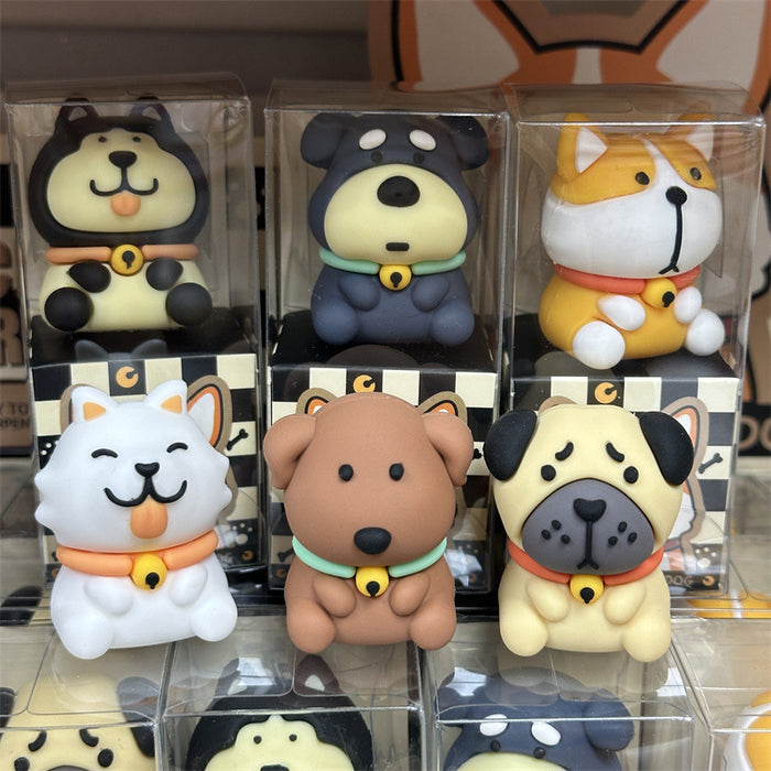 Wholesale Cute pet animal silicone puppy small Shiba Inu pen shaved sand skin dog turning pen knife Husky ornament rolling pen knife