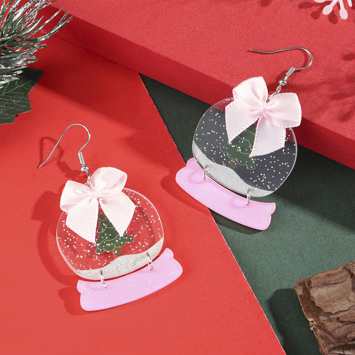 Wholesale Christmas sparkling crystal ball acrylic earrings