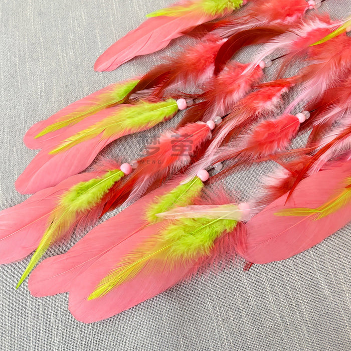 Wholesale Chic Handmade Vine Dreamcatcher Feather Wall Hanging Pink Garden Decor MOQ≥2