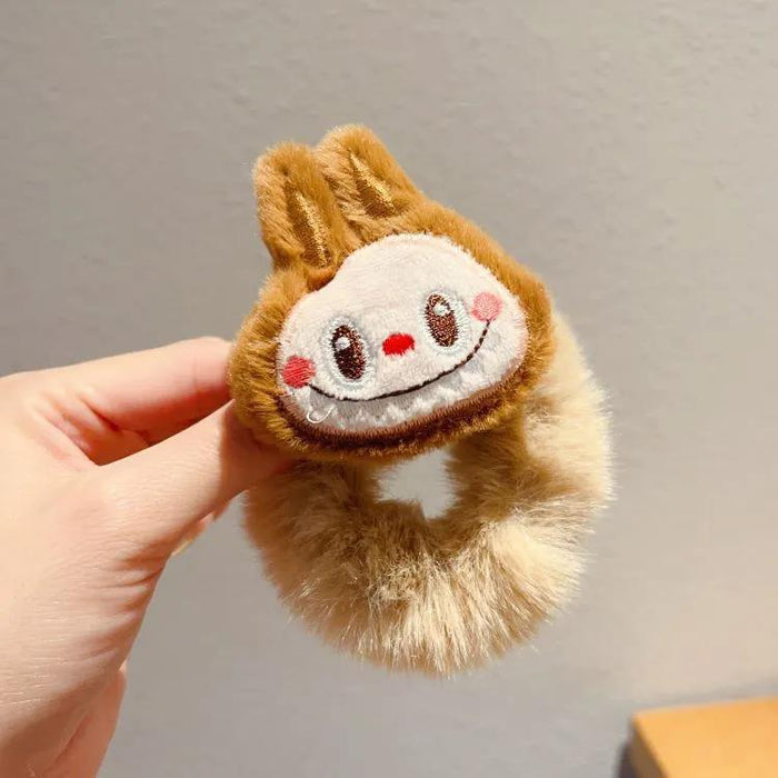 Wholesale Cute cartoon plush hair ties in various colors.