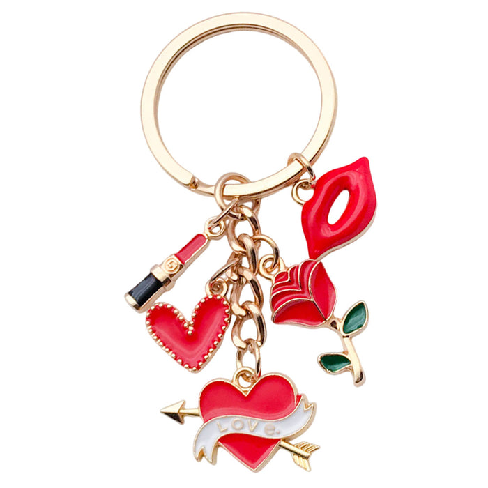 Wholesale Dripping oil red cartoon lips metal keychain