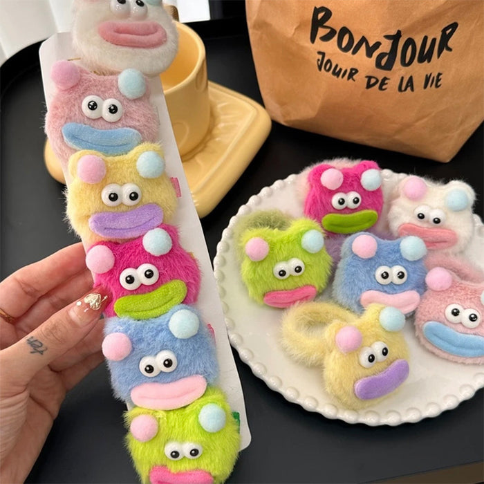 Wholesale Cartoon Cute Little Monster Plush Hair Clips Hair Scrunchies JDC-HC-Yika005