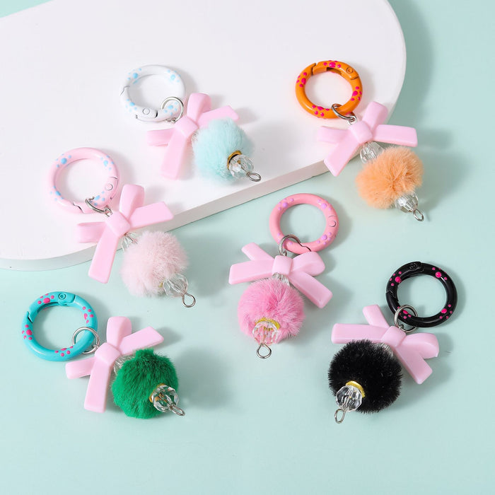 Wholesale New Creative Bow Hairball Phone Chain DIY Handmade Hanging Accessories Keychain Hanging Accessories Wholesale