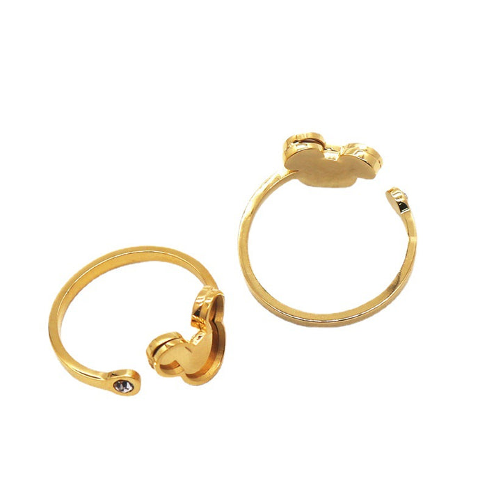 Wholesale Ring groove stainless steel gold-plated diamond ring opening