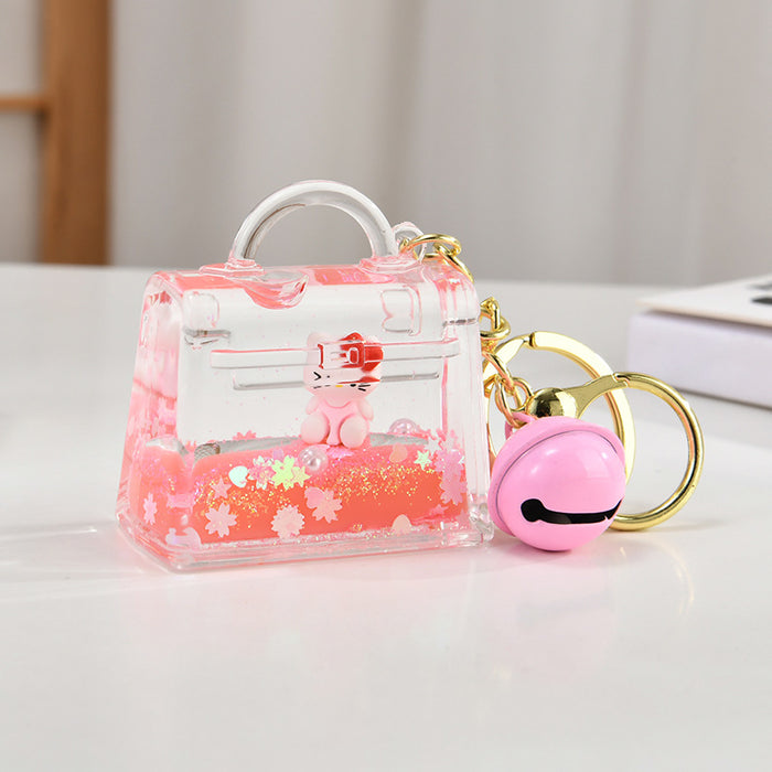 Wholesale Quicksand Bottle Cartoon Kitten Keychain
