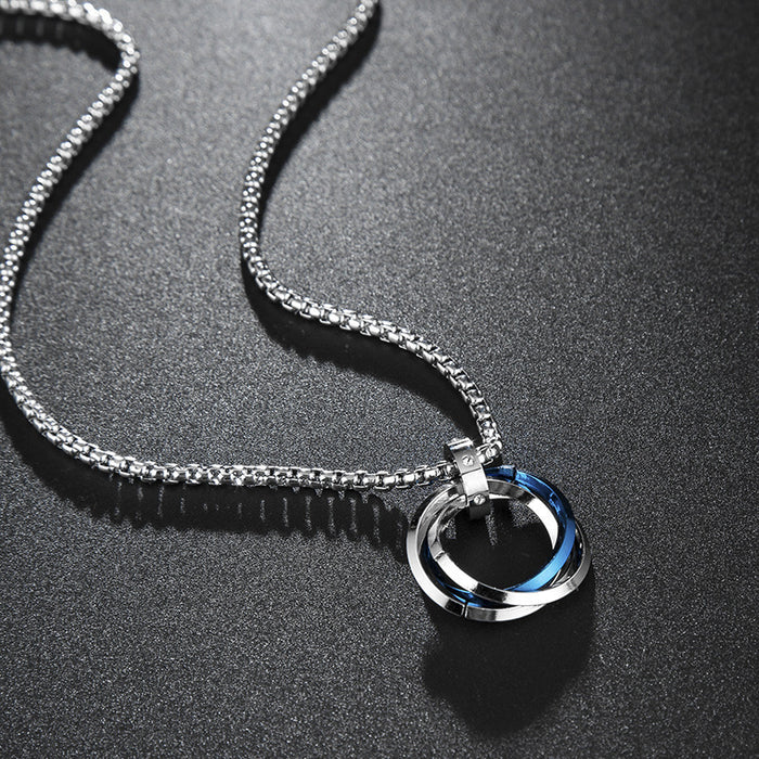 Wholesale Three ring ring necklace pendant personalized pendant sweater chain jewelry titanium steel pendant accessories