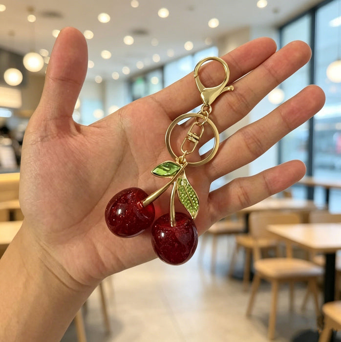 Wholesale Cherry Keychain Red Fruit Shape Key Ring Graduation Gift Decorative Accessory