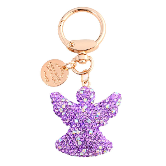 Wholesale Diamond-studded Angel Keychain,  Fully Rhinestone Car Key Pendant