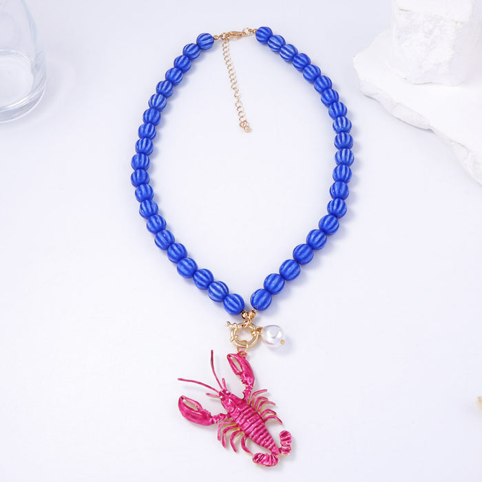 Wholesale Alloy Oil Dropping Pendant Beaded Necklace All-match Beach Style Necklace Women