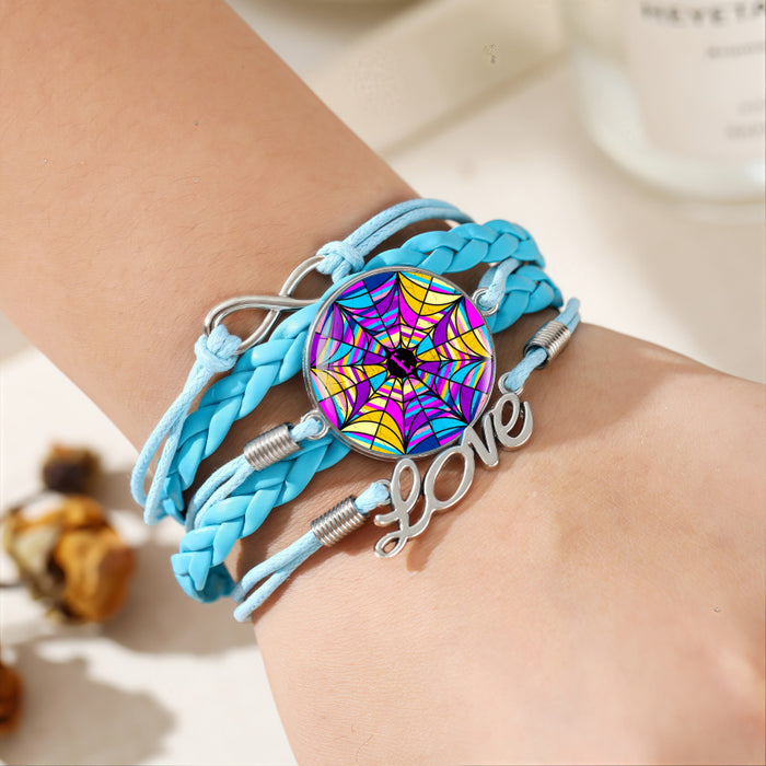 Wholesale Leather multi-layered blue woven jewelry bracelet