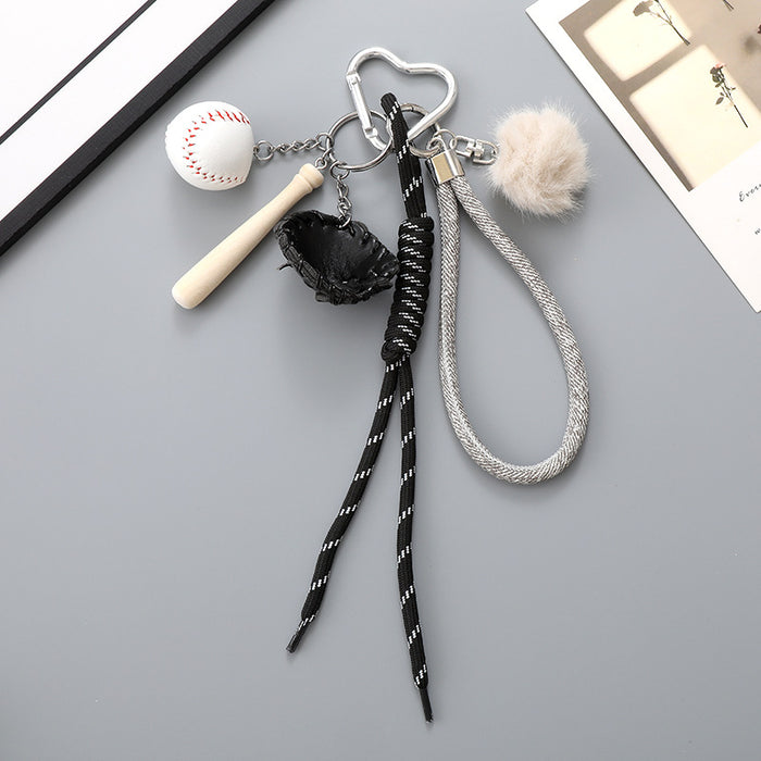 Wholesale Leather bow heart pendant luggage keychain lanyard accessories single buckle tassel pendant accessories