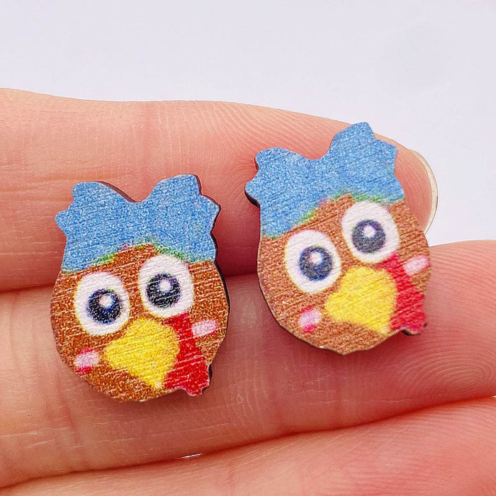 Wholesale Autumn Thanksgiving Earrings Maple Leaf Pumpkin Dwarf Wooden Earrings