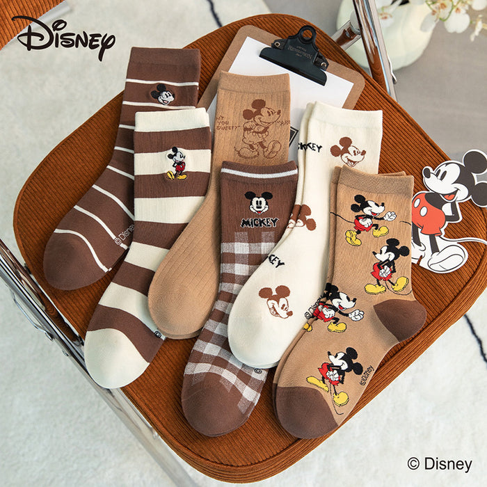 Wholesale Spring and Autumn style 6-pack college style cartoon embroidered mid tube socks