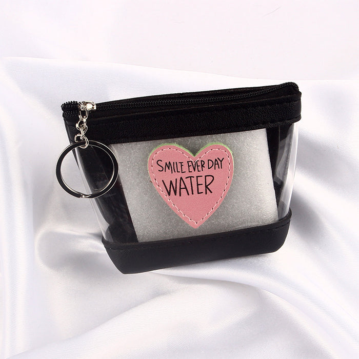 Wholesale Pink Girl's Heart Transparent Love Jelly Coin Purse Style Square Data Cable Headset Waterproof Storage Bag