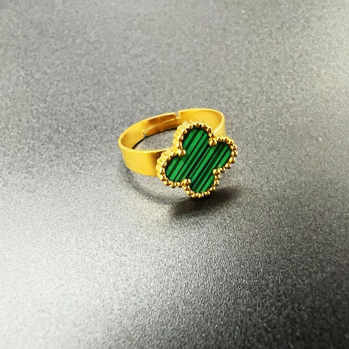 Wholesale Titanium steel clover ring plated with genuine gold