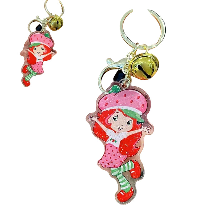 Wholesale 5 PCS Cute pink acrylic keychain with fine shimmer