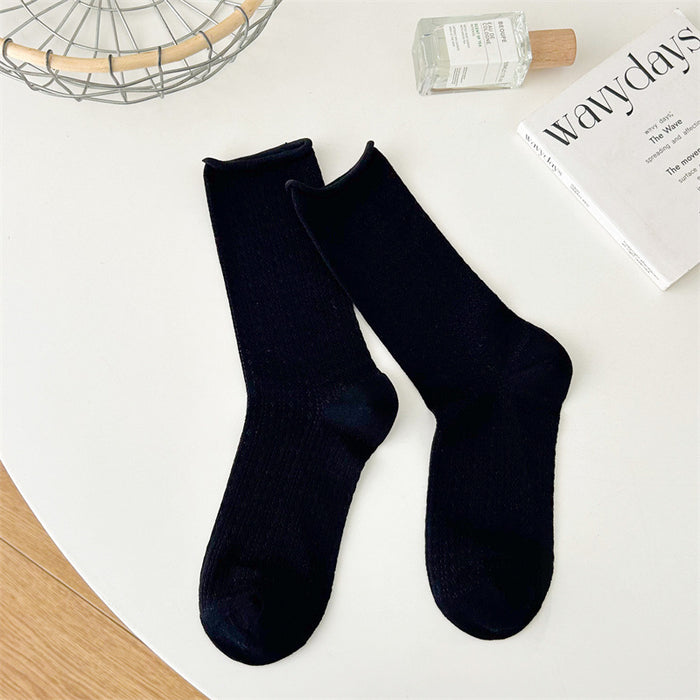 Wholesale Socks with hollow mesh and boneless stacking, rolled edge socks, mid tube socks