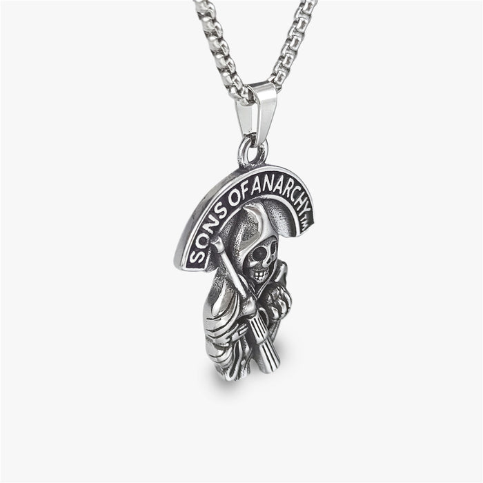 Wholesale Stainless Steel Vintage Death Sons of Anarchy Pendant Necklace JDC-NE-Ruig007