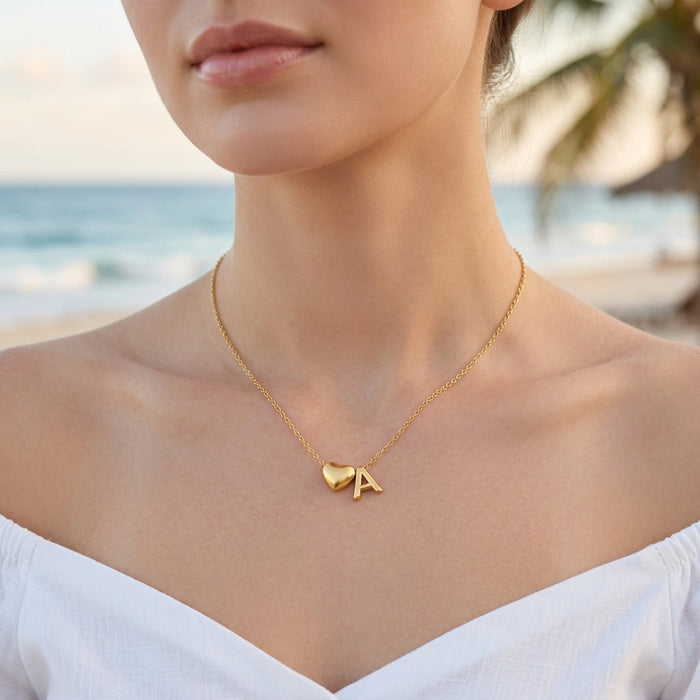 Wholesale Clavicle chain jewelry accessory 26 letter heart pendant titanium steel necklace