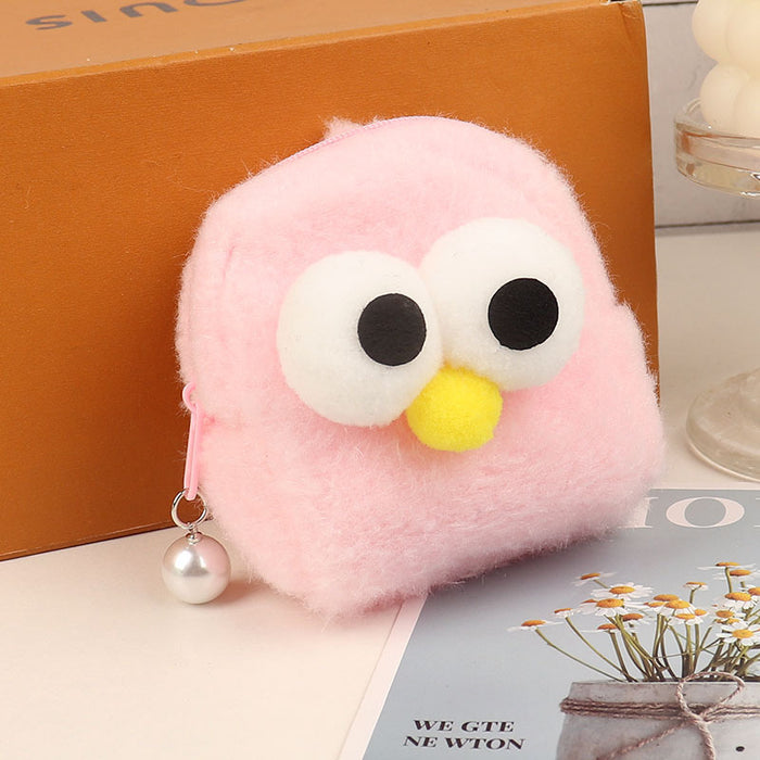 Wholesale Pink Plush Chick Backpack Coin Purse Cute Solid Color Key Pouch Fashion Accessory For Resale
