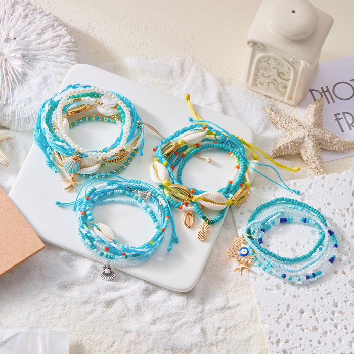 Wholesale Bohemian Beach Bracelet Set Alloy Handmade Charm Bracelets