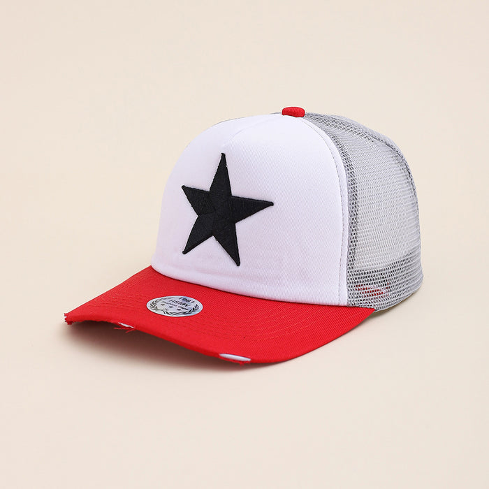 Wholesale Five-pointed star three-dimensional embroidery baseball cap outdoor sports sun protection breathable back mesh peaked cap