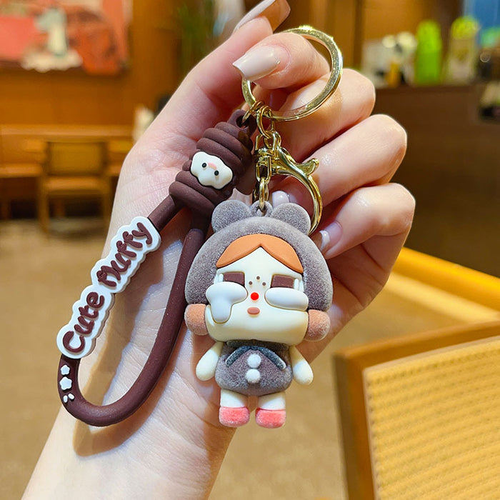 Wholesale key chain flocking girl bag hanging accessories