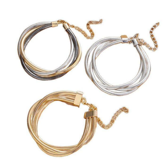 Wholesale New exaggerated multi-layer Fried Dough Twists bracelet New luxury spring chain short