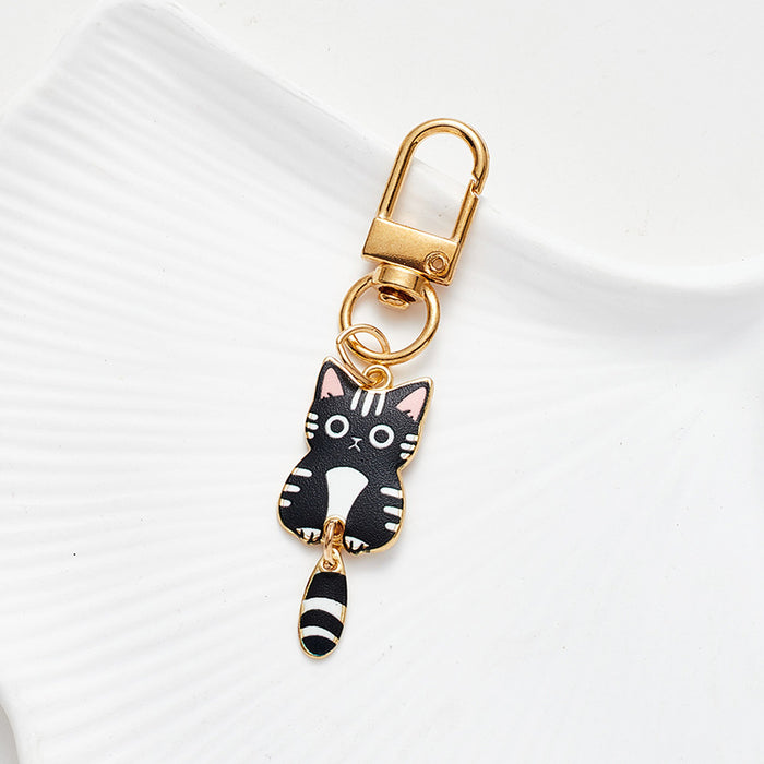 Wholesale Cute Alloy Cat Pendant Mini Car Keychain Zipper Decoration Pendant