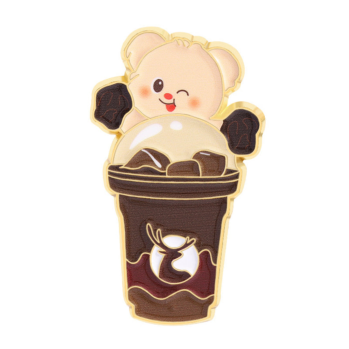 Wholesale Cute Japanese Animal Brooch Pin Bear And Dog Coffee Design Zinc Alloy Fashion Accessory