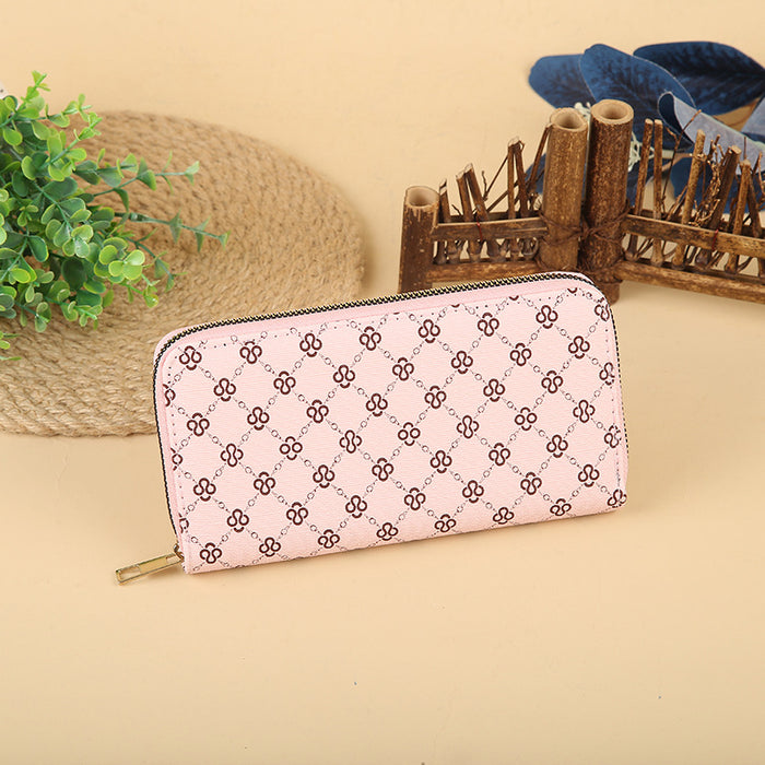 Wholesale Stylish Print PU Long Wallet Fashion Zip Around Clutch Trendy Everyday Handbag MOQ≥3
