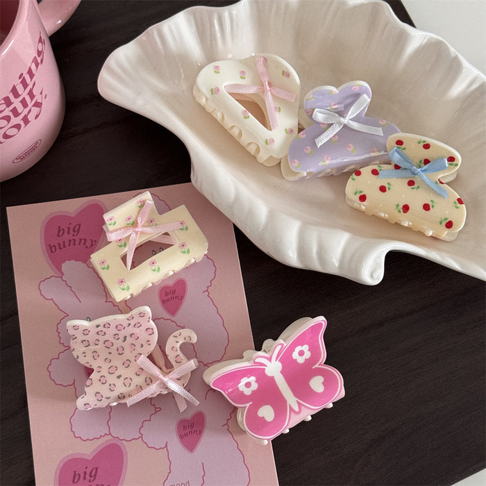 Wholesale Women's Cute Floral Bow Grab Clip