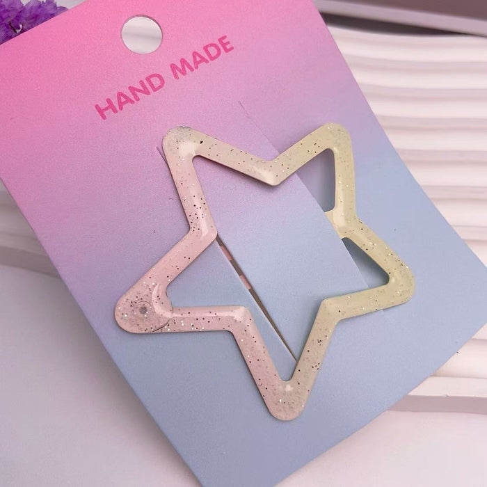 Wholesale Large gradient fine sparkling pentagram side, forehead with broken hair, cute star hairpin hair accessory