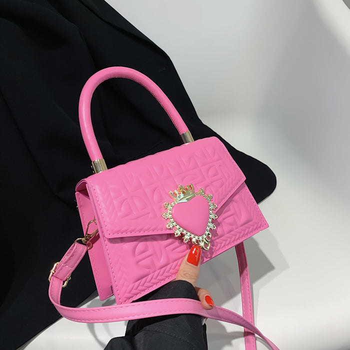Wholesale Candy-colored heart-shaped lock square shoulder bag
