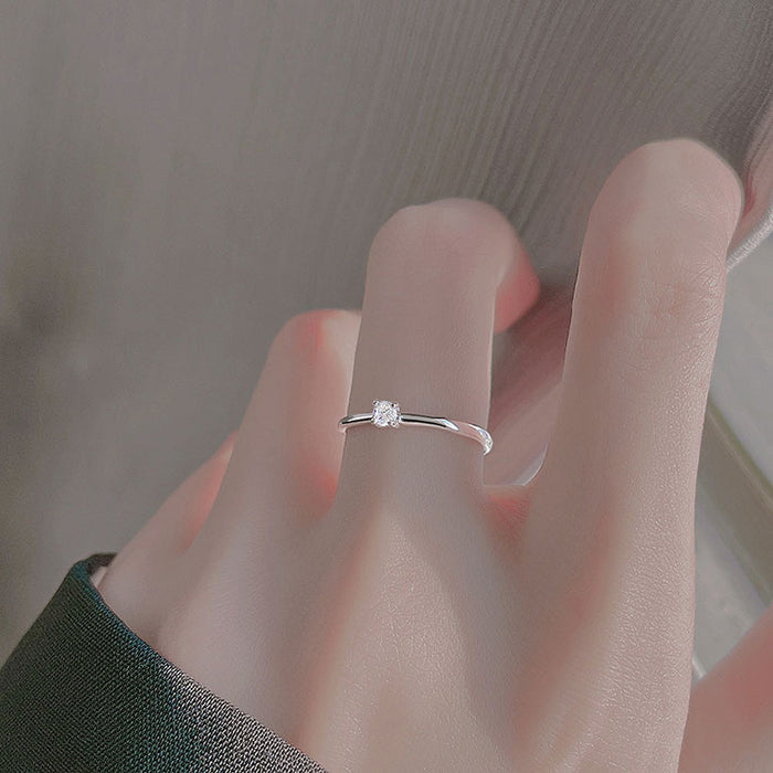 Wholesale Single diamond ring, silver, minimalist, niche, open mouth ring, light luxury, index finger ring, ring