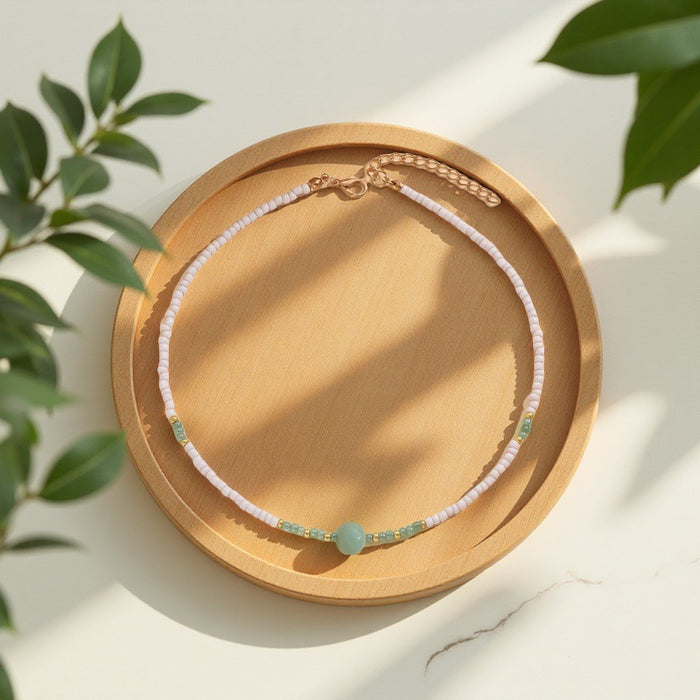 Wholesale Vintage rice bead necklace with simple temperament, beaded collarbone chain