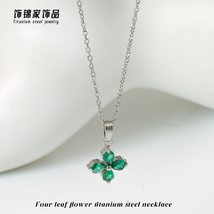 Wholesale Gold Butterfly Zircon Pendant Necklace Titanium Steel Fashion Jewelry MOQ≥2