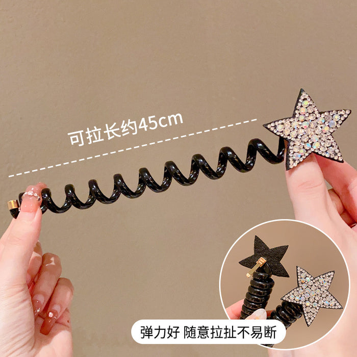 Wholesale Rhinestone Star Polyurethane Phone Cord Children's Hair Tie JDC-HS-Yiyan004