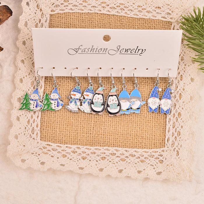 Wholesale Winter Penguin Christmas Snowman Series Earrings  Cartoon Cute Pendant Earrings