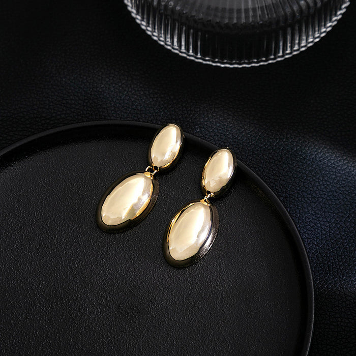 Wholesale Simple Metal Scenery Surface Water Drop Oval Earrings Exaggerated Distinctive Geometric Round Earrings